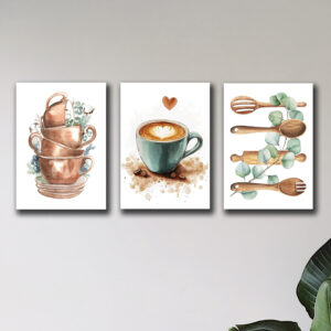 Set of 3 Wall Art Sticky Wooden Canvas Frames for Dining Room and Kitchen Decor / Sticky Photo Tiles - Image 3