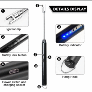 Arc Lighter With Usb Charging | Flameless Windproof | LED Battery Display | Safety Switch | Rotate 360 Degrees(random colors) - Image 5