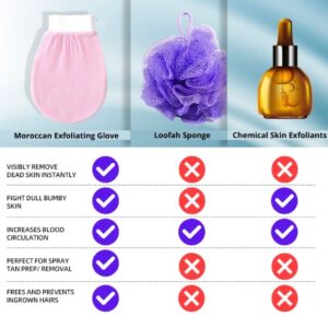 Hammer Moroccan Exfoliating Gloves (1 Pcs) - Dead Skin Remover - Exfoliating Bath Washcloth Scrub Mitt for Body - Exfoliating Massage Mitt Back Scrubber Glove - Each1 - Image 5