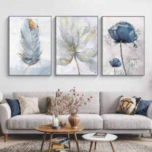Set of 3 Fresh Posters ? Flowers & Feather Wall Art Prints (8x11 Inches) with Double Tape - Image 3