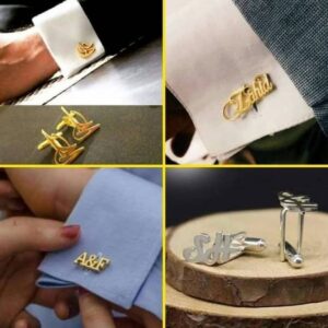 Gold Plated Name Cufflink Customize Any Name/Design ( With Box ) - Image 4