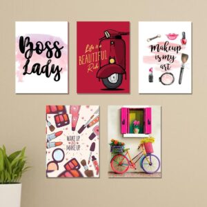 set of 5 girls room wall art sticky canvas frames / sticky phototiles - Image 1