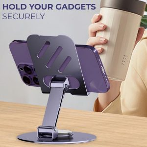 Mobile Holder Tablet Stand 360 Rotatable Adjustable Foldable Desktop Phone Holder For Bed Home Dining Room - Image 3