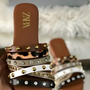 Trendy Style Women?s Slippers ? Brown Multi Strap Flat Sandals With Studs & Stones | Comfortable Daily Wear Slides - Image 5