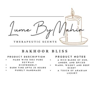 Bakhoor Bliss A Touch of Arabian Luxury ? Handmade Oud & Amber Soy Wax Candle - 100 gram - Image 1