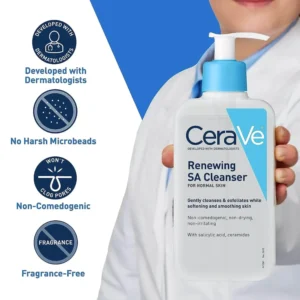 CeraVe Renewing SA Cleanser with Salicylic Acid ? Exfoliating Face & Body Wash for Rough, Bumpy Skin (237ml) - Image 3