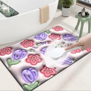 Absorbent Mat Flower Soft Diatom 3D Mud Floor Mat Bathroom Non-Slip Rug (random Design) - Image 1