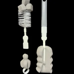 (pack of 3 )Baby Bottle and Teat Brush Set with Changeable Endings ? Bottle, Sponge, Straw, and Pacifier (random color - Image 1