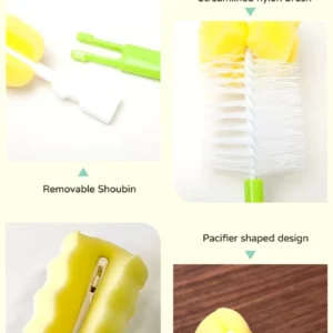 (pack of 3 )Baby Bottle and Teat Brush Set with Changeable Endings ? Bottle, Sponge, Straw, and Pacifier (random color - Image 5