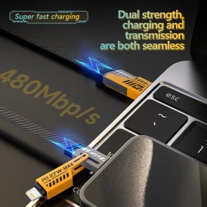 4 In 1 Data Cable ? USB-C & Lightning Connectors, Braided Durable Design, Fast Charging (Without Box) - Image 3