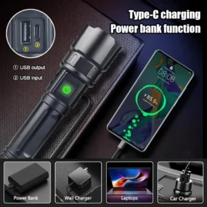super Powerful 2-in-1 Emergency Flashlight torch & Charging Bank Waterproof LED 2210long range flashlight - Image 4