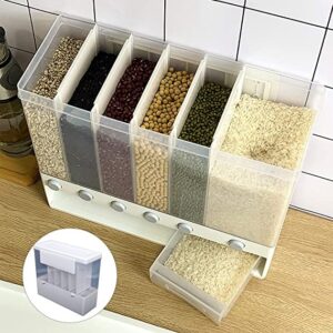 6-in-1 Wall Mounted Food Dispenser ? Airtight Dry Food Storage Container for Kitchen | Multi-Section Cereal, Rice & Grain Organizer - Image 3
