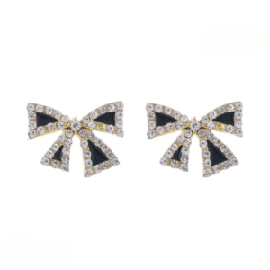 Elegant Zircon Black Bow Tie Earrings (AXJ-112) - Image 4
