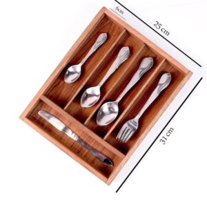 Wood Utensil Holder & Flatware Organizer Tray for Dining and Kitchen Use | Wooden CUTLERY REST WOOD | Wooden Cutlery Rest Tray - Image 3