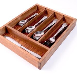 Wood Utensil Holder & Flatware Organizer Tray for Dining and Kitchen Use | Wooden CUTLERY REST WOOD | Wooden Cutlery Rest Tray - Image 2