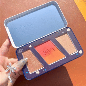 3 in 1 Colors Facial Blush Gradual Powder Blusher Shimmer Highlighter Three-dimensional Brightening Powder Blusher Palette - Biya Korean Highlighter & Blush Palette - Image 4