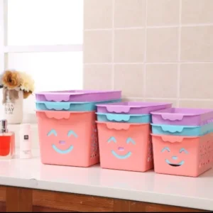 Smile basket Without cap pack off 3 | Storage Organizer Basket | Multipurpose Baskets For Kitchen, Home, Office & Bathroom (Random color) - Image 4