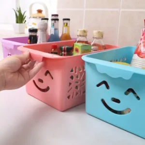 Smile basket Without cap pack off 3 | Storage Organizer Basket | Multipurpose Baskets For Kitchen, Home, Office & Bathroom (Random color) - Image 2