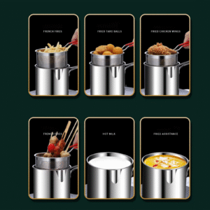 Stainless Steel Deep Fryer Pot with Strainer ? Heavy-Duty Frying Pan for Home Kitchen Use ? 1200ML Oil Capacity - Image 3