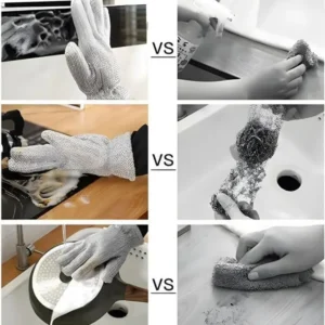 Multipurpose Wire Dishwashing Gloves | Dishwashing Rags for Wet and Dry, Steel Wire Miracle Cleaning Cloth with Glove Shape, Non-Scratch Wire Dish Cloths for Washing Dishes, Kitchen | Anti-heat aluminium gloves - Image 3
