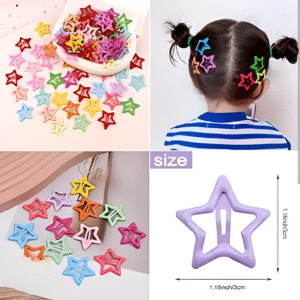 Pack Of 4 Star Shape Hair Clips For Girls ? Cute And Colorful Hair Accessories For Kids Styling And Daily Wear (Multicolor) - Image 2