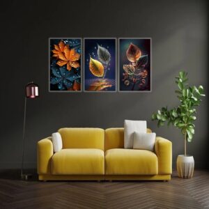 3-Piece Autumn Leaf Wall Art Frames ? Decorative 8x11 Inch Modern Home Decor Set with Double Tape for Easy Wall Mounting - Image 1