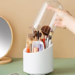 Brush Container Makeup Brush Holder Dust-proof Rotating Plastic Lipstick Eyebrow Pencil Vanity Supplies ( random color) - Image 3