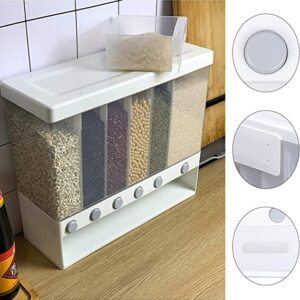 6-in-1 Wall Mounted Food Dispenser ? Airtight Dry Food Storage Container for Kitchen | Multi-Section Cereal, Rice & Grain Organizer - Image 4