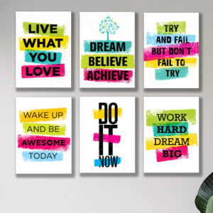 set of 6 Motivational sticky canvas frames for wall decore / sticky phototiles - Image 1