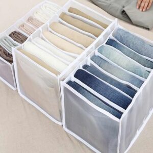 7 Grids Washable Wardrobe Clothes Organizer, Jeans Compartment Storage Box, Clothes Drawer Mesh Separation Box, Portable Foldable Closet - Image 5
