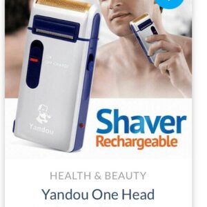 MEN CLEAN SHAVER MACHINE ELECTRIC SHAVER FOR MEN SILVER BLUE MEN CLEAN SHAVER MACHINE YANDOU FOIL SHAVER RECHARGABLE POCKET SIZE - Image 1