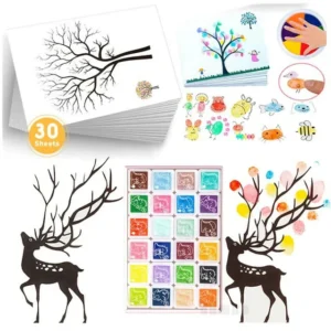 Finger Paintings for Kids | Children's Books |  Art Painting Supplies Gift,30 Sheets 12 Assorted Colors - Image 3