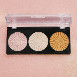 Miss Rose 3-Color Highlighter Palette ? Peach, Light Golden & Silver Shades - Image 3