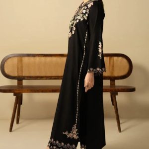 Batool 2-Piece Stitched Winter Suit ? Black Cutwork Embroidered Cotton/Dhanak Set