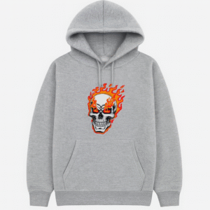 New Summer Collection Full Grey Hoodie ghost Printed For Men And Boys - Image 3