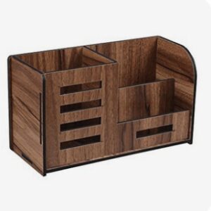 Multipurpose Wooden Desk Organizer 3 in 1   Pen And Pencil Stand For Office Table Holder - Image 2