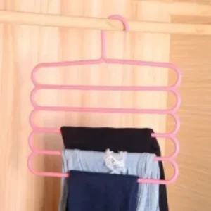 5 Layer Magic Hangers Hanger: Anti-Slip Multi-Purpose and Multi-Functional Magic Multiple Layer Trousers Hangers Hanger - Multifunction Pants Closet Belt Holder Rack S-Type 5 Layers Saving Space Hangers Hanger - Image 3