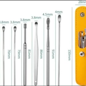 Pack off 6  Ear Pick with Storage Bag Dig Ear Wax Remover Cleaner Care Portable Travel Kit Cleaner Spoon - Image 2