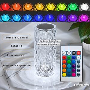 16 Colors Diamond Rose Crystal Lamp Bedside Acrylic Table Lamp | Led Diamond Touch Lamp With Remote - Image 4