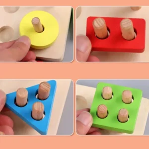 Wooden Fishing Four Post | Geometric Shape Sorter With Magnetic Fishing Game (Random color) - Image 3