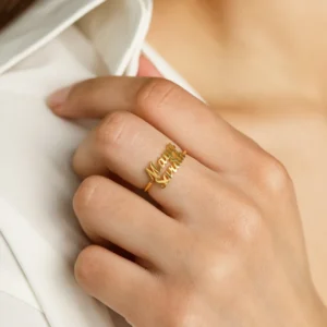 Customize Gold Plated Double Name Ring - Image 4
