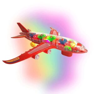 New Trending Transparent Gear Plane Toy ? Light Mode, Music, Bump-and-Go Action, 45?46 cm, Battery Operated, for Kids Ages 3 and Up - Image 5