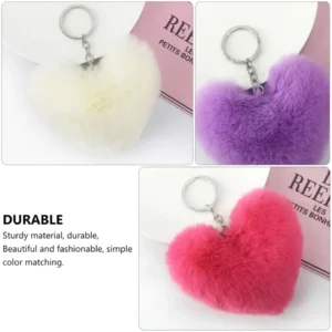 01 PCs Heart Fluffy Fur Ball Pom Pom Keychain ? Keychains For Girls - Key-Chain For Bags - Keychain For Pouch - Heart Keychain | Random Color - Image 4
