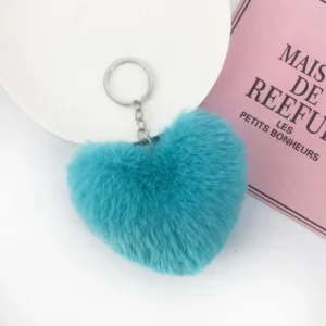 01 PCs Heart Fluffy Fur Ball Pom Pom Keychain ? Keychains For Girls - Key-Chain For Bags - Keychain For Pouch - Heart Keychain | Random Color - Image 3