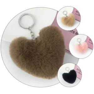 01 PCs Heart Fluffy Fur Ball Pom Pom Keychain ? Keychains For Girls - Key-Chain For Bags - Keychain For Pouch - Heart Keychain | Random Color - Image 5