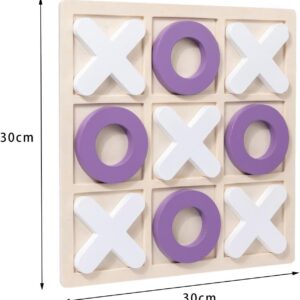 Wooden Tic-Tac-Toe Board Game ? Classic XO Strategy Game for Kids, Toddlers, Preschoolers & Adults ? Educational, Durable & Portable 30cm Wooden Board ? Ideal Birthday Gift, Party Favour & Family Game (Random Color) - Image 1