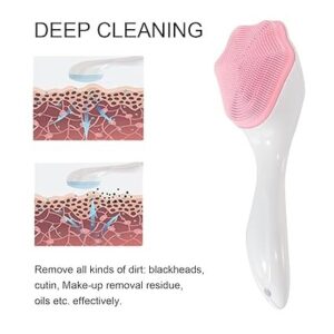1 PCs Silicone Face Scrubber Exfoliating Brush, Manual Handheld Massager , Facial Cleansing and Blackhead Scrubber, Soft Bristles for Face Skincare ( Random Color ) - Image 3