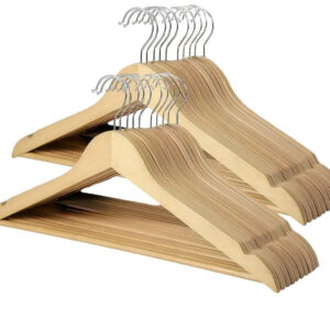 Premium Wooden Hangers ? Pack of 20 Durable Slim Hangers with Pants Bar ? Smooth Finish for Closet Organization (Brown & Light Wood) (With Box) - Image 2