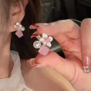 Crystal Flower Korean Earrings ? Elegant Floral Design | Crafted To Perfection With Dazzling Crystal Petals That Catch Every Light Beautifully - PJT986 - Image 3