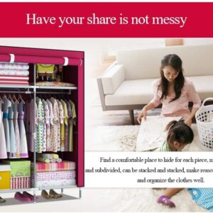 2 Door Fancy & Portable Foldable Closet Wardrobe Storage Organizer with Shelves Foe Multi Purpose 105x45x175cm (Random Color) - Image 4